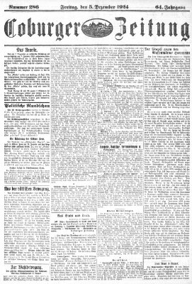 Coburger Zeitung Freitag 5. Dezember 1924