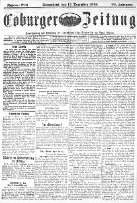 Coburger Zeitung Samstag 13. Dezember 1924