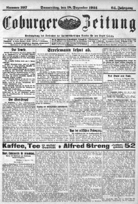 Coburger Zeitung Donnerstag 18. Dezember 1924