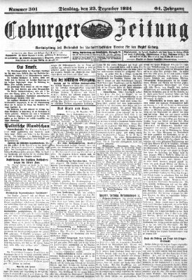 Coburger Zeitung Dienstag 23. Dezember 1924