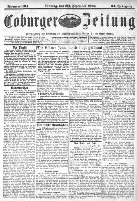 Coburger Zeitung Montag 29. Dezember 1924