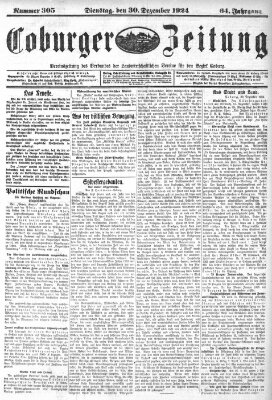 Coburger Zeitung Dienstag 30. Dezember 1924