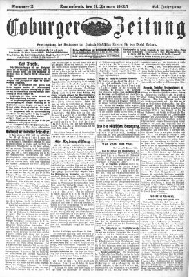 Coburger Zeitung Samstag 3. Januar 1925