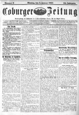 Coburger Zeitung Montag 5. Januar 1925