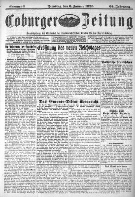 Coburger Zeitung Dienstag 6. Januar 1925