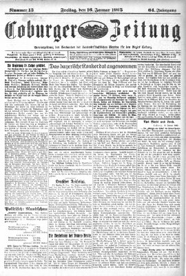 Coburger Zeitung Freitag 16. Januar 1925