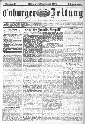 Coburger Zeitung Freitag 30. Januar 1925