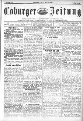 Coburger Zeitung Samstag 7. Februar 1925