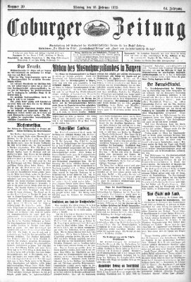 Coburger Zeitung Montag 16. Februar 1925