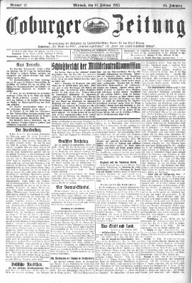 Coburger Zeitung Mittwoch 18. Februar 1925