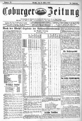 Coburger Zeitung Montag 30. März 1925