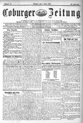 Coburger Zeitung Mittwoch 1. April 1925