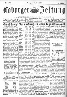 Coburger Zeitung Montag 27. April 1925