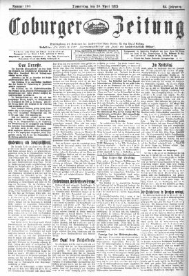 Coburger Zeitung Donnerstag 30. April 1925