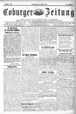 Coburger Zeitung Montag 11. Mai 1925