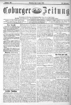 Coburger Zeitung Dienstag 9. Juni 1925