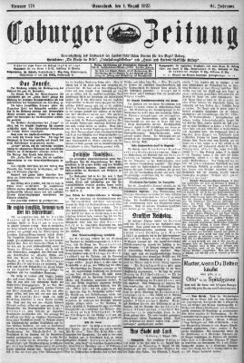 Coburger Zeitung Samstag 1. August 1925