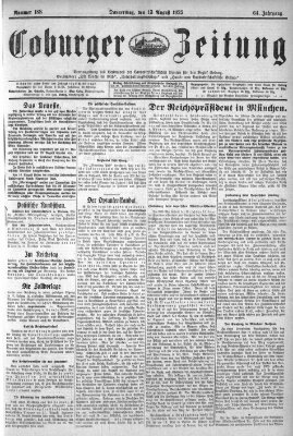 Coburger Zeitung Donnerstag 13. August 1925