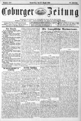 Coburger Zeitung Donnerstag 27. August 1925