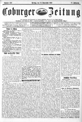 Coburger Zeitung Freitag 18. September 1925