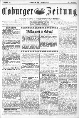 Coburger Zeitung Samstag 3. Oktober 1925