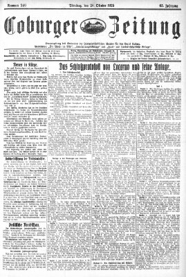 Coburger Zeitung Dienstag 20. Oktober 1925