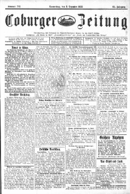 Coburger Zeitung Donnerstag 3. Dezember 1925