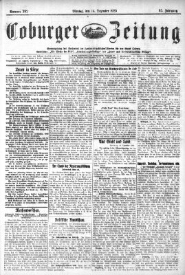 Coburger Zeitung Montag 14. Dezember 1925