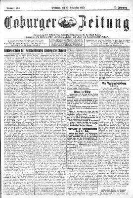 Coburger Zeitung Dienstag 15. Dezember 1925