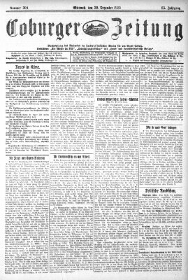 Coburger Zeitung Mittwoch 30. Dezember 1925