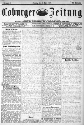 Coburger Zeitung Dienstag 9. März 1926