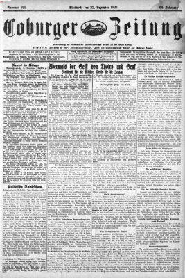 Coburger Zeitung Mittwoch 22. Dezember 1926