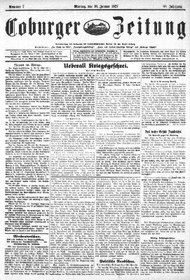 Coburger Zeitung Montag 10. Januar 1927