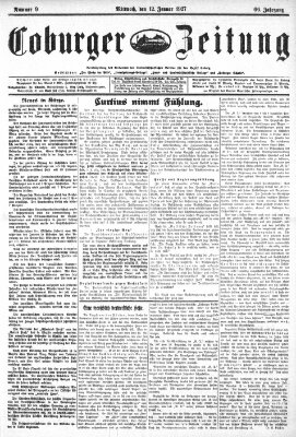 Coburger Zeitung Mittwoch 12. Januar 1927