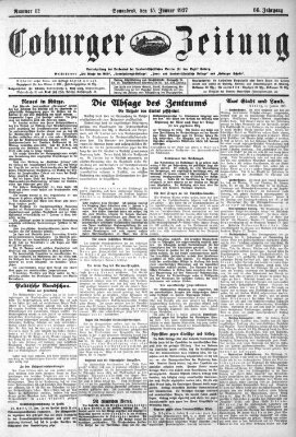 Coburger Zeitung Samstag 15. Januar 1927