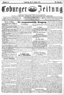 Coburger Zeitung Donnerstag 27. Januar 1927