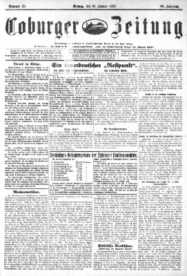 Coburger Zeitung Montag 31. Januar 1927