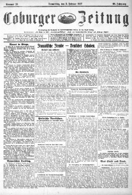 Coburger Zeitung Donnerstag 3. Februar 1927