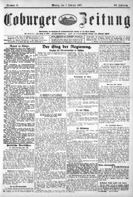 Coburger Zeitung Montag 7. Februar 1927