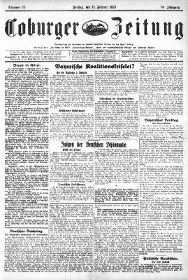 Coburger Zeitung Freitag 11. Februar 1927