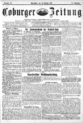 Coburger Zeitung Samstag 12. Februar 1927