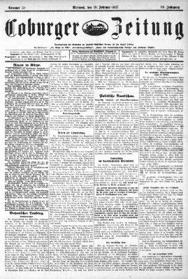 Coburger Zeitung Mittwoch 16. Februar 1927