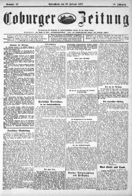 Coburger Zeitung Samstag 19. Februar 1927