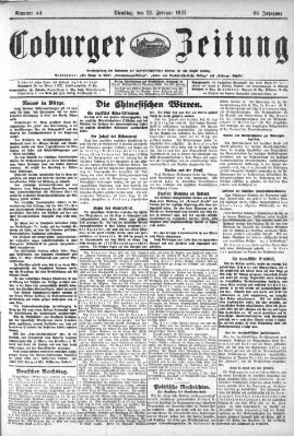 Coburger Zeitung Dienstag 22. Februar 1927