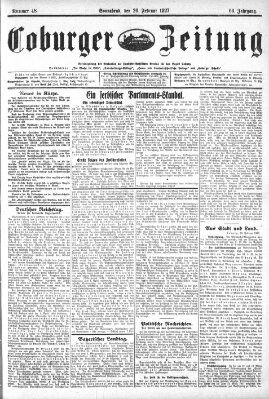 Coburger Zeitung Samstag 26. Februar 1927