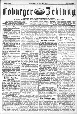 Coburger Zeitung Samstag 12. März 1927