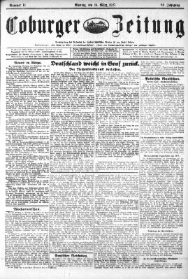 Coburger Zeitung Montag 14. März 1927