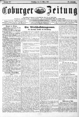 Coburger Zeitung Dienstag 15. März 1927