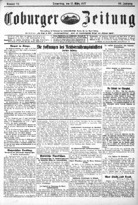 Coburger Zeitung Donnerstag 17. März 1927