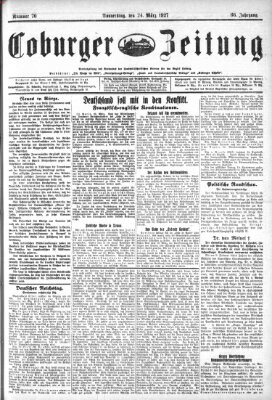 Coburger Zeitung Donnerstag 24. März 1927